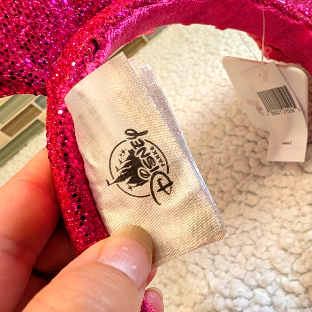 NWT Disney Parks 2022 Ears Hot Pink Minnie Mouse Ears Sequin Headband - Picture 3 of 4
